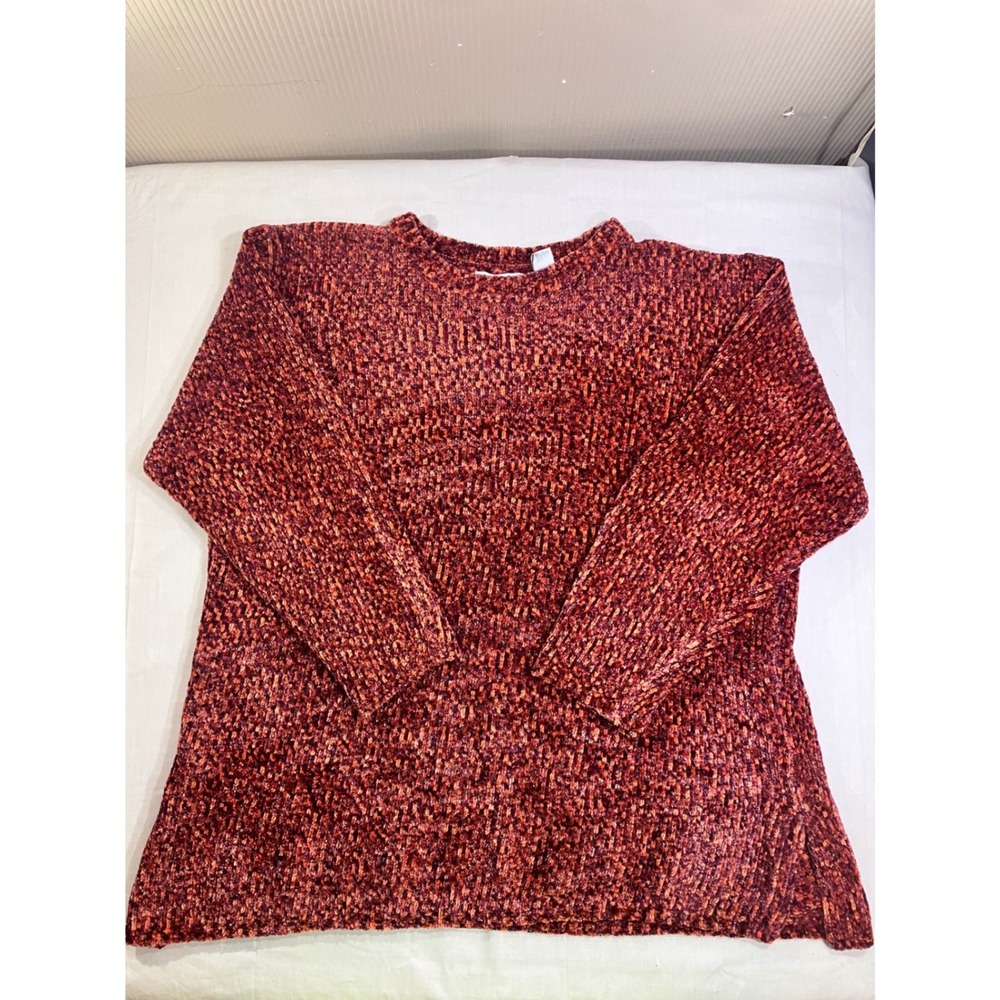 Bydesign Woman‎ Burnt Orange Chenille Pullover Sweater Plus Size 2X Marled Knit